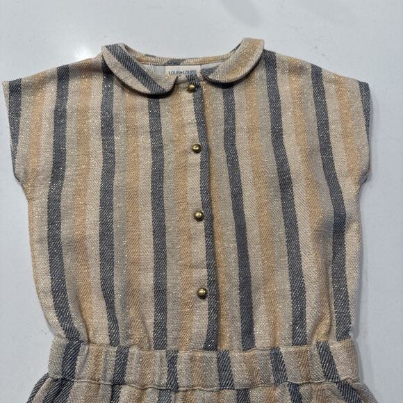 Louis Louise Paris Striped Metallic Romper Girls Size 6 Shimmer Button Front - Picture 2 of 8